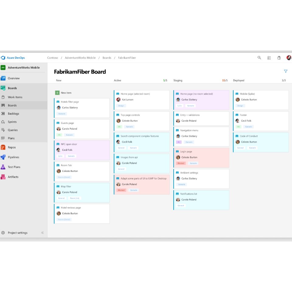 Aperçu interface - Azure DevOps