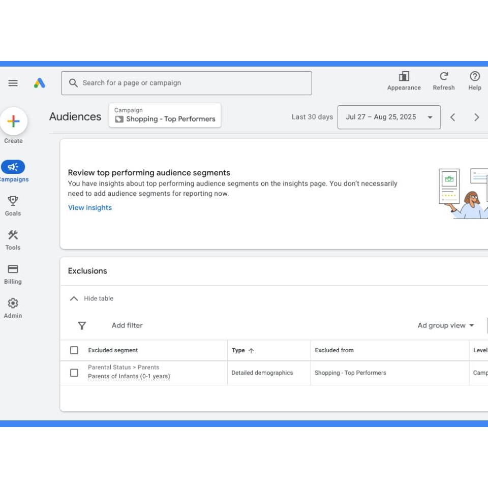 Google Ad - exclusion dans les campagnes