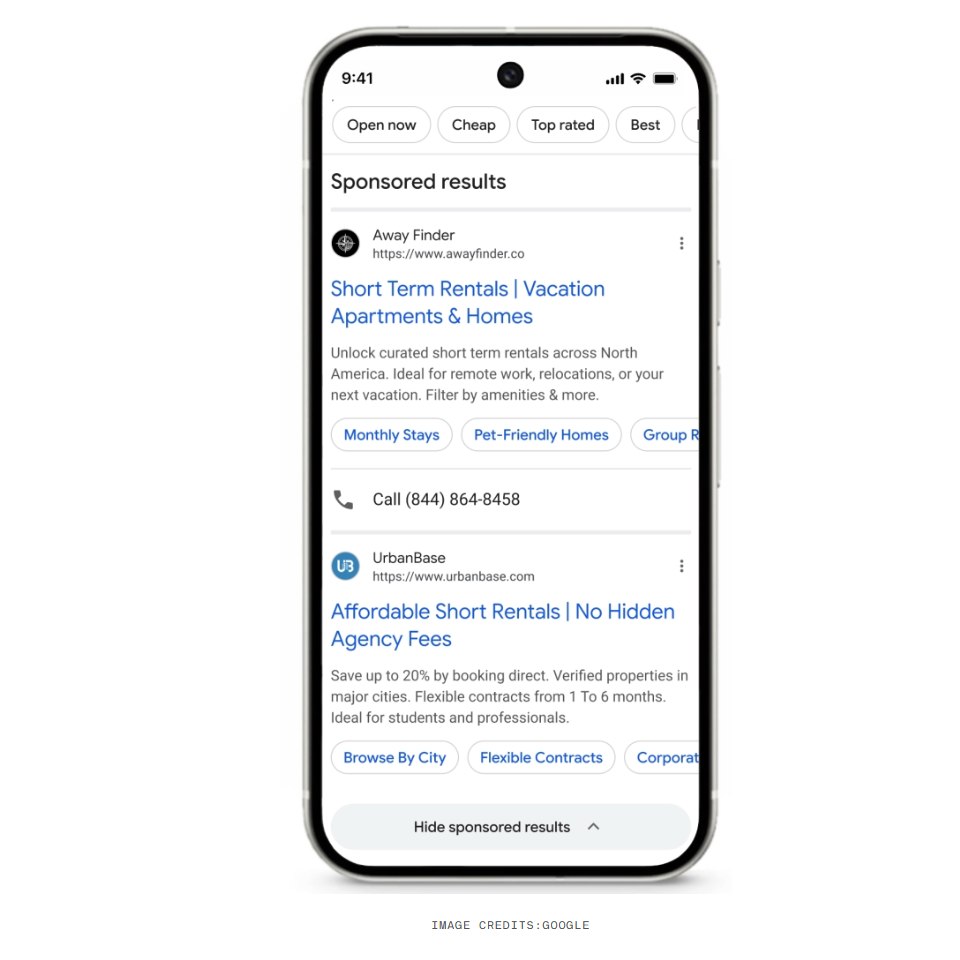Affichage nouvelle option sponsored dans Google