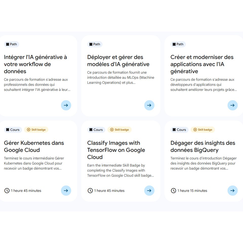 Exemple de cours sur Google Skills
