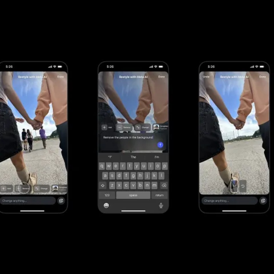 Exemple de suppression d’objet dans une photo via Meta AI