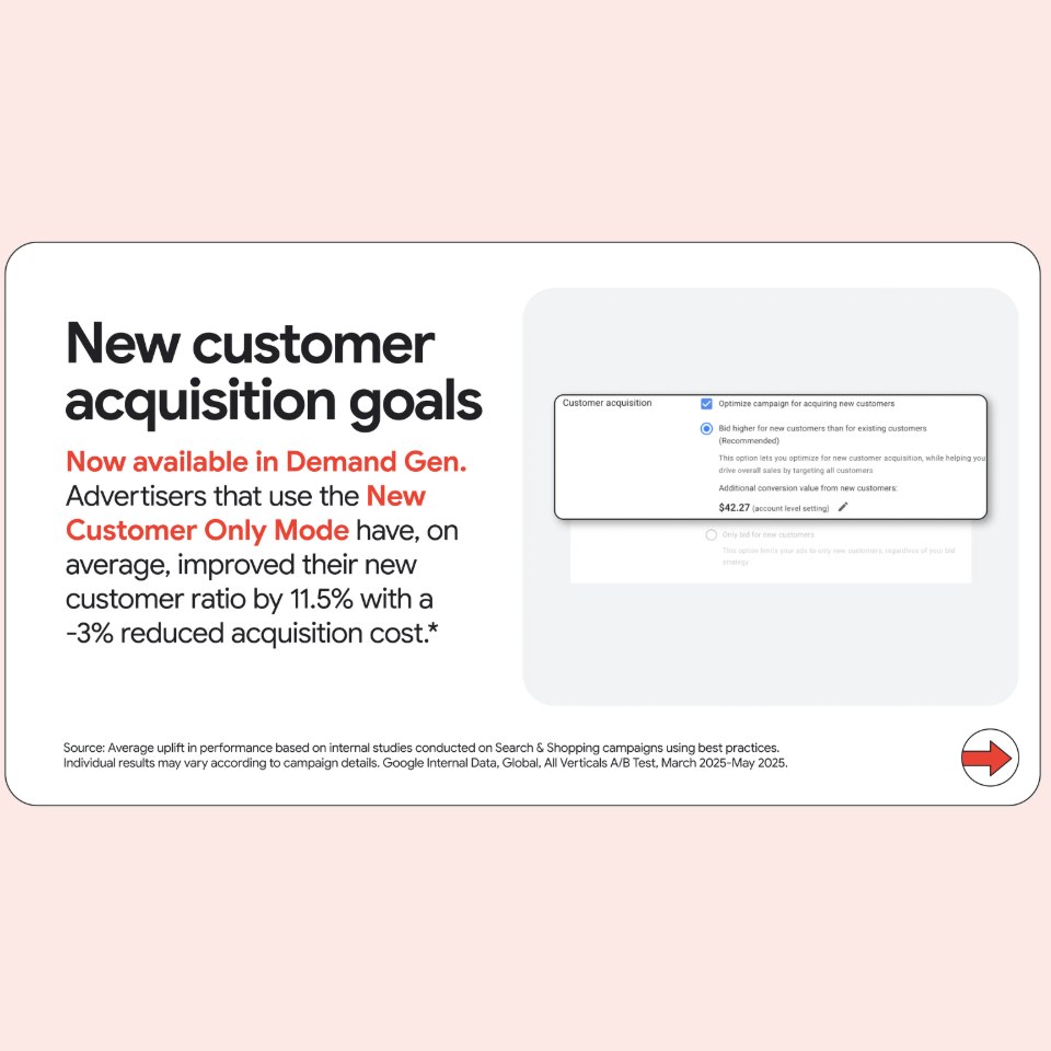 Google Demand Gen - New customer acquisition goals