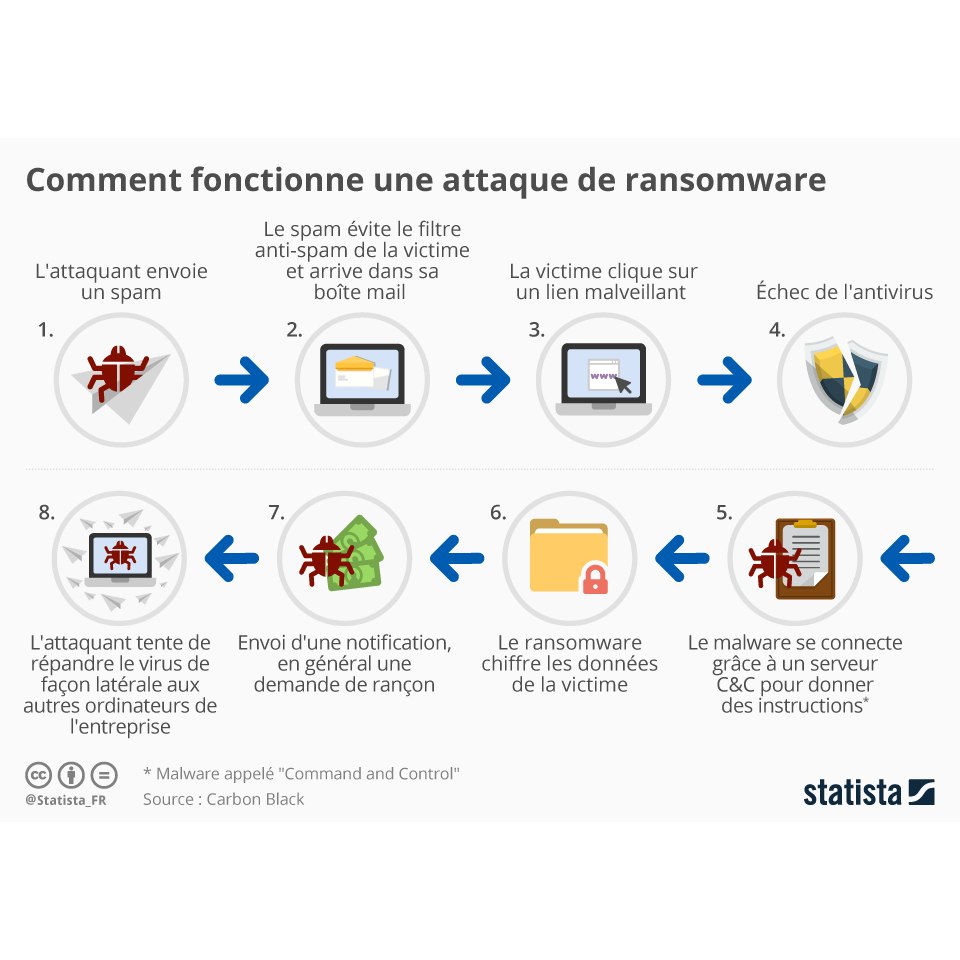 Schéma sur le processus d'un ransomware