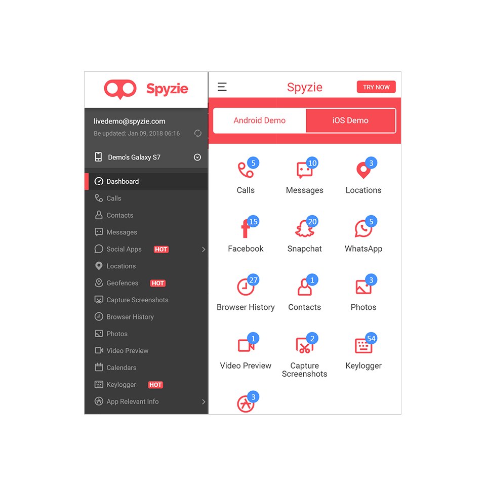 Aperçu application spyzie