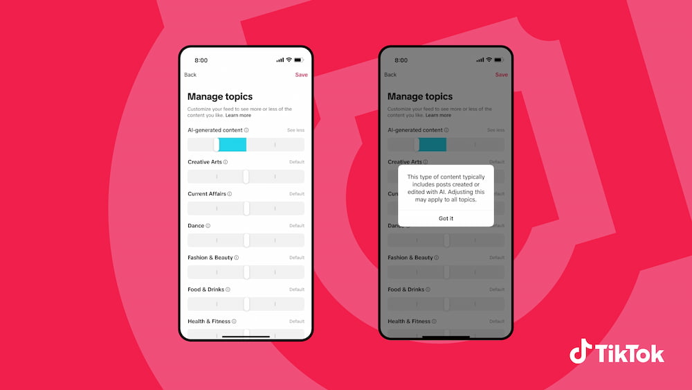 Tiktok - mieux gérer le contenu IA