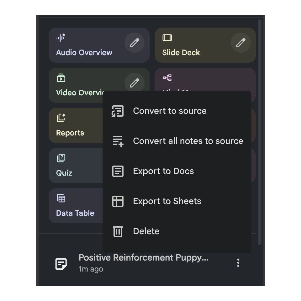 Exporter vers Sheets dans Notebook