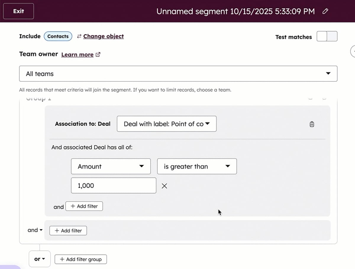 Segmentation Clients Hubspot Marketing Hub