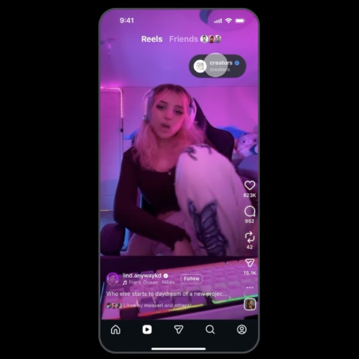 Aperçu de la fonctionnalité d'ajout de lien lorsqu'elle est activée sur un Reel Instagram