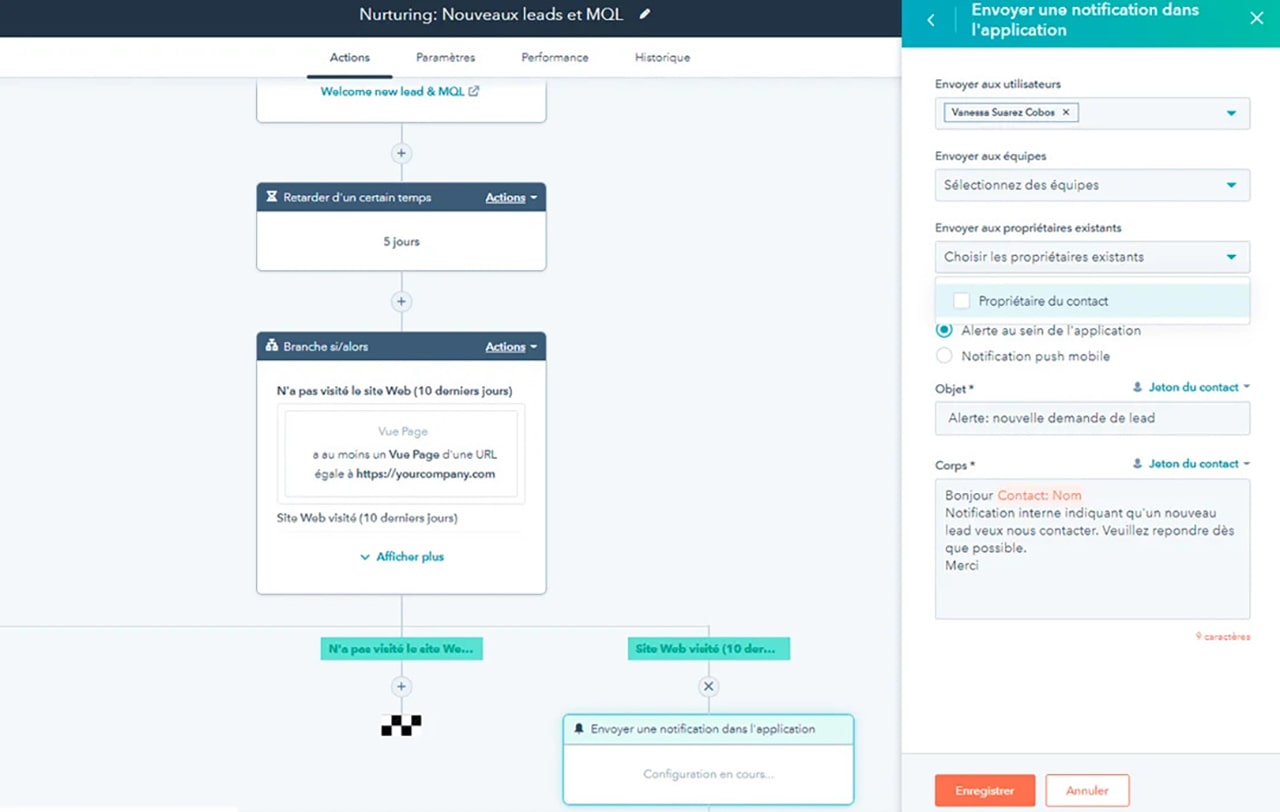 Exemple Workflow HubSpot