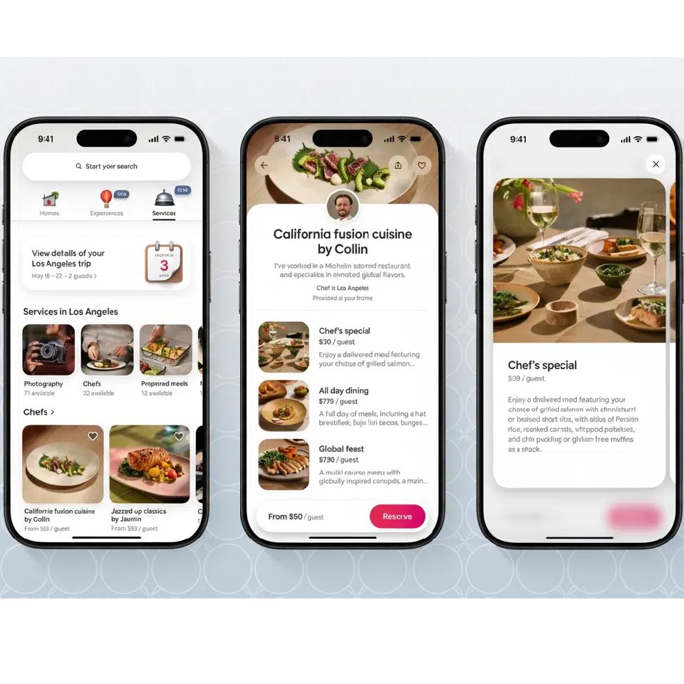 Aperçu de l'interface de Airbnb mobile