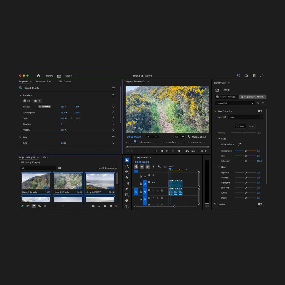 Aperçu interface Adobe Premiere Pro