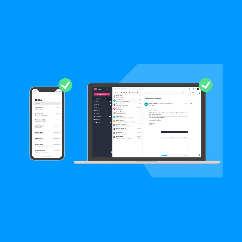 Aperçu interface infomaniak kmail