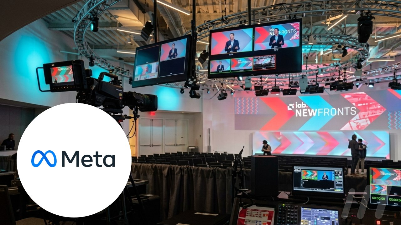 Apercu scène IAB NEWFRONT avec le logo de Meta