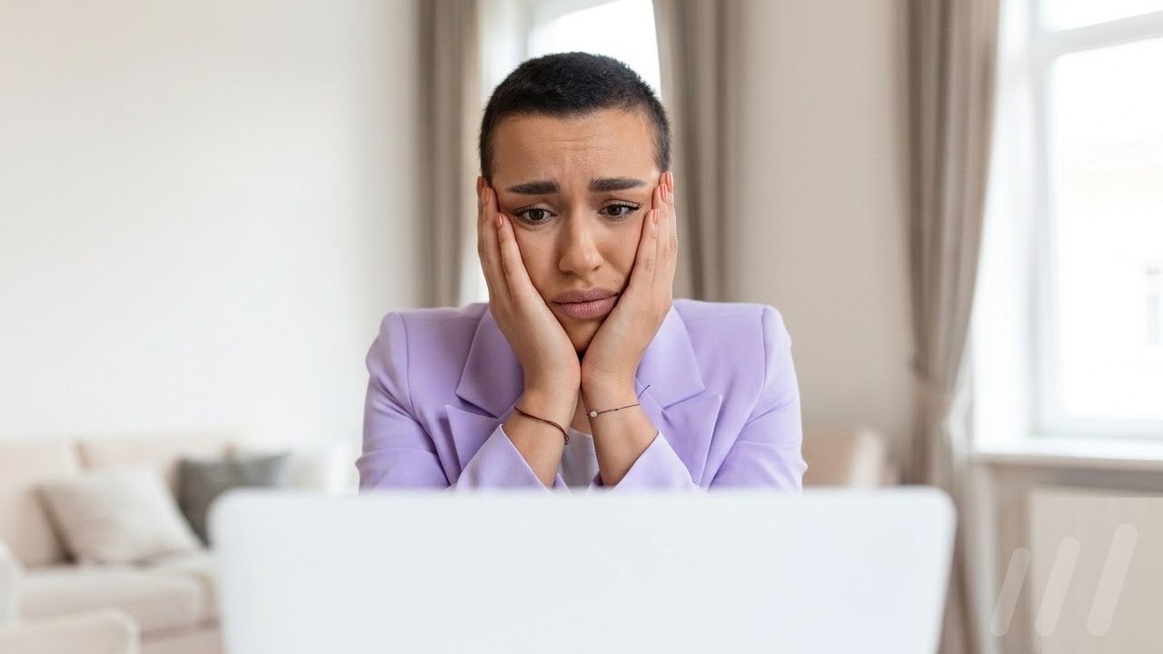 Une personne inquiète devant son ordinateur