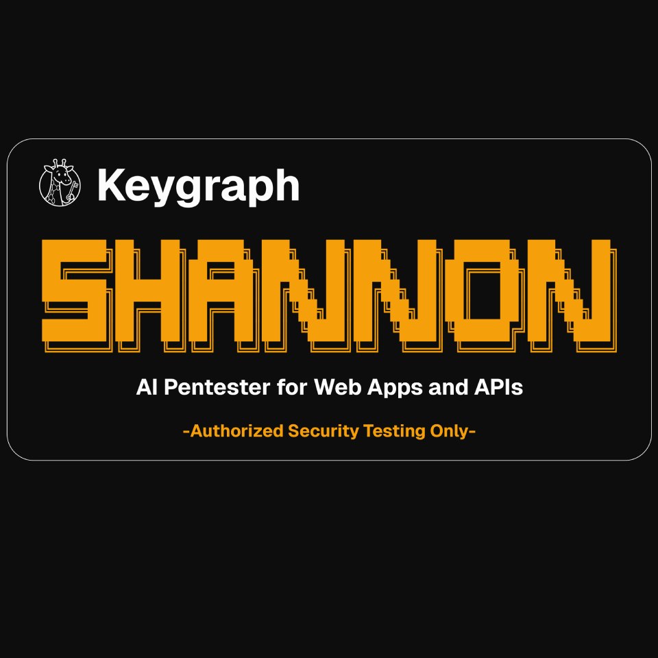Logo Keygraph Shannon, outil d'intelligence artificielle pour les tests d'intrusion (AI Pentester) pour applications web et API