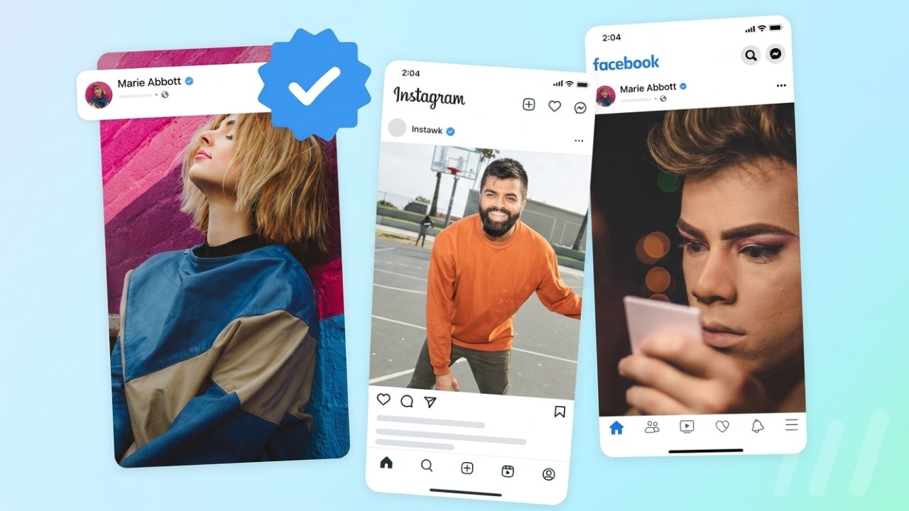 Badge bleu Facebook et Instagram