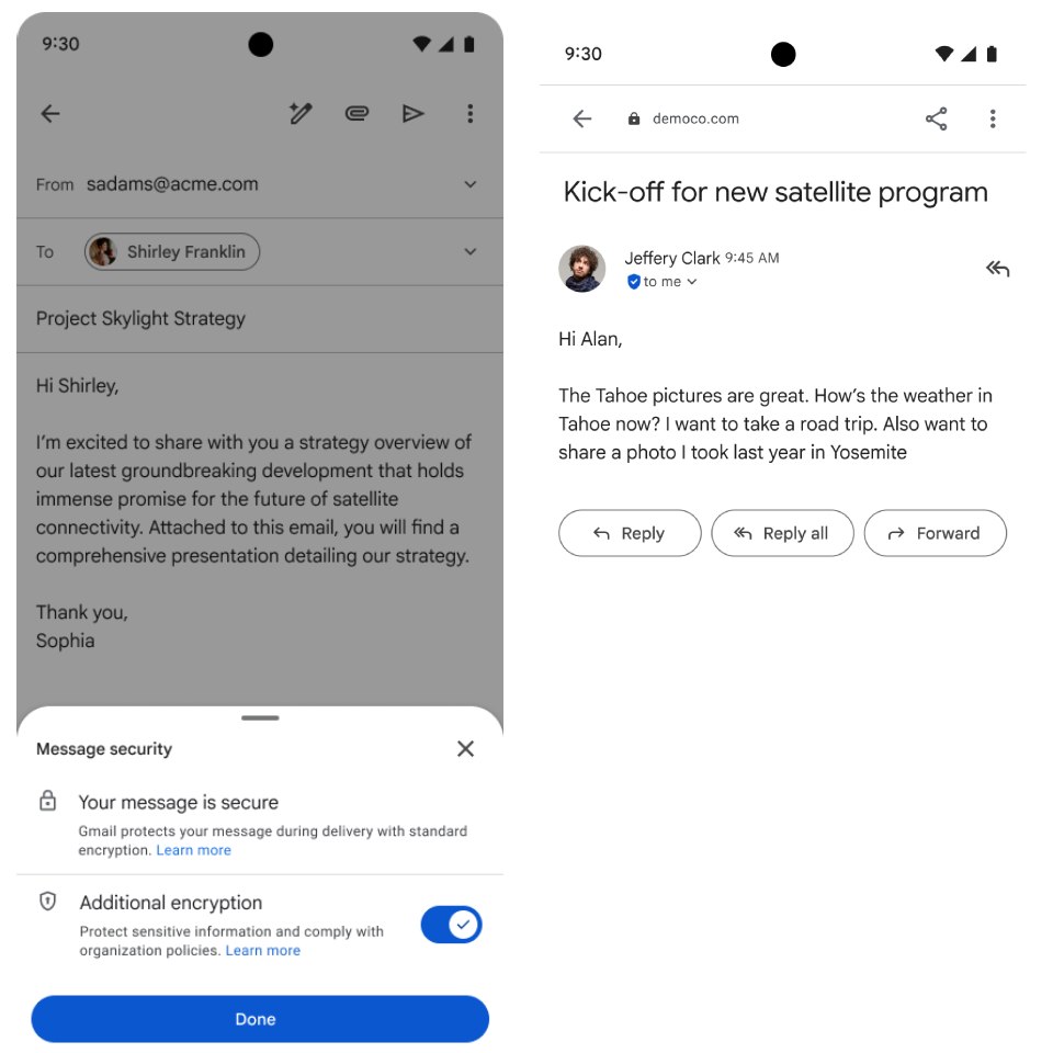 Aperçu Gmail - Chiffrement des mails