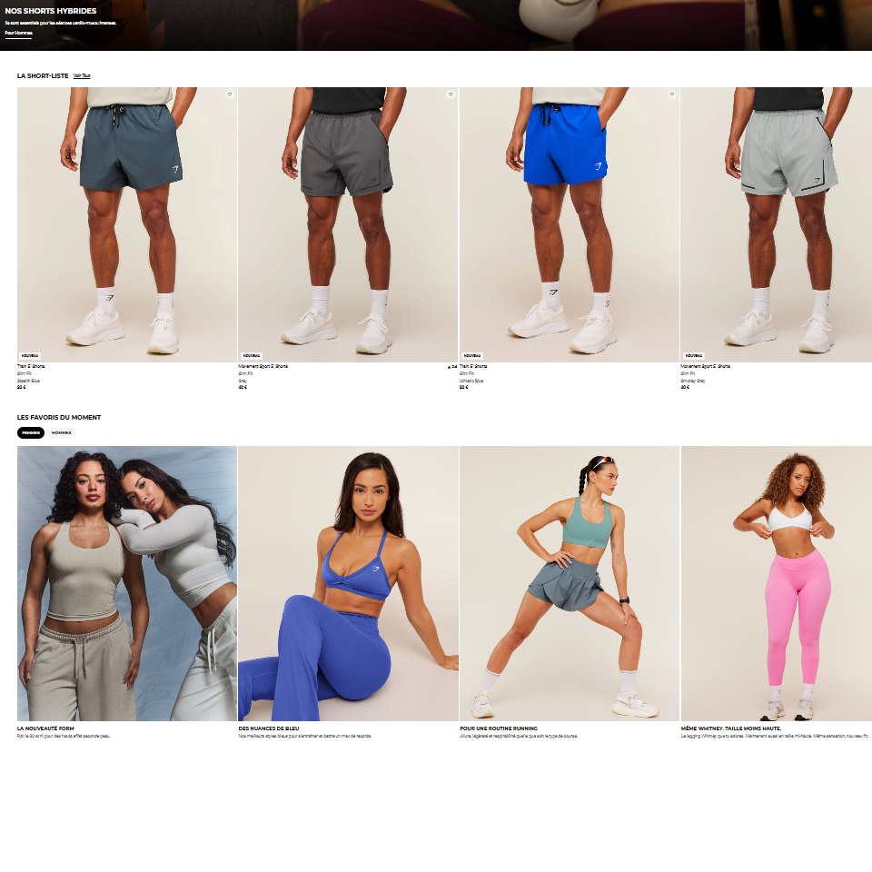 Aperçu du site web de Gymshark