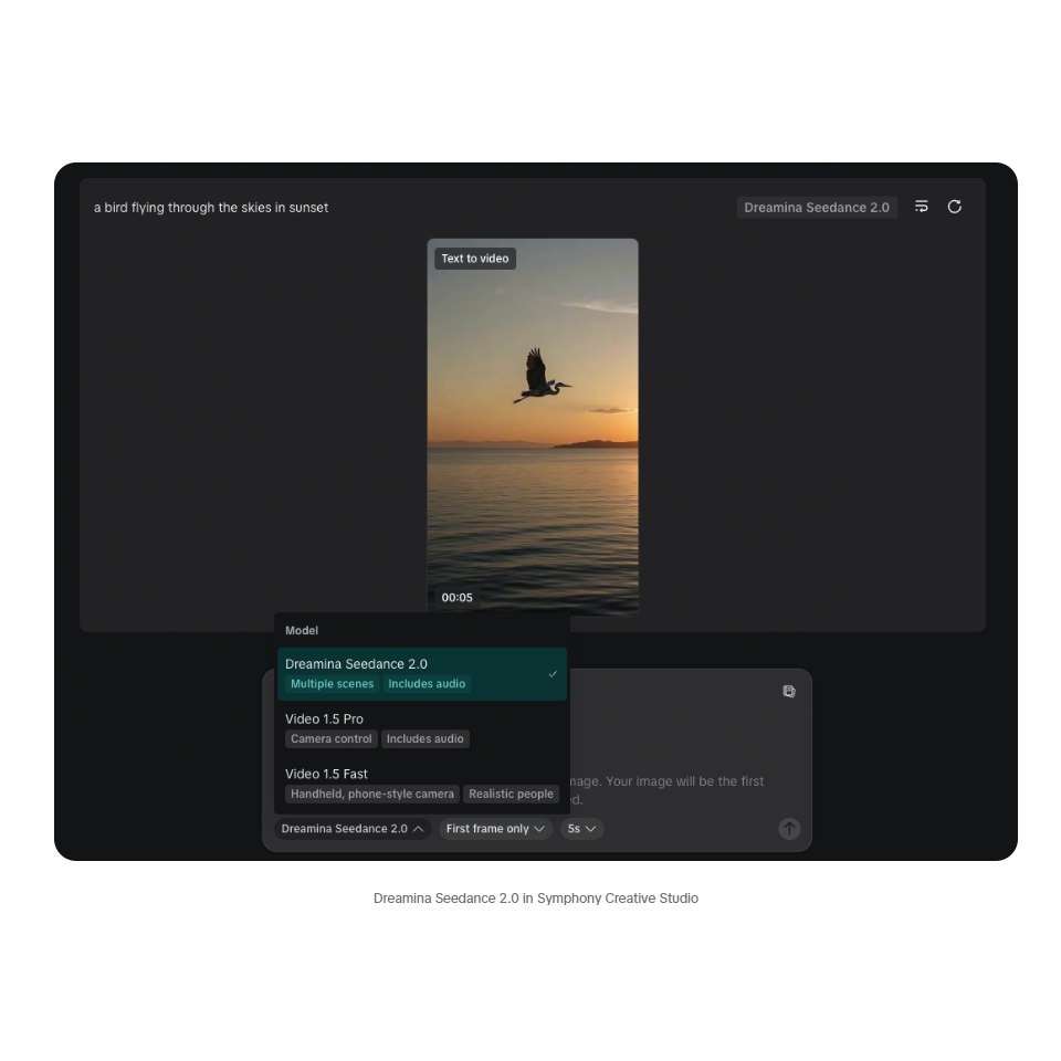 Aperçu interface Dreamina Seedance 2.0 - TikTok