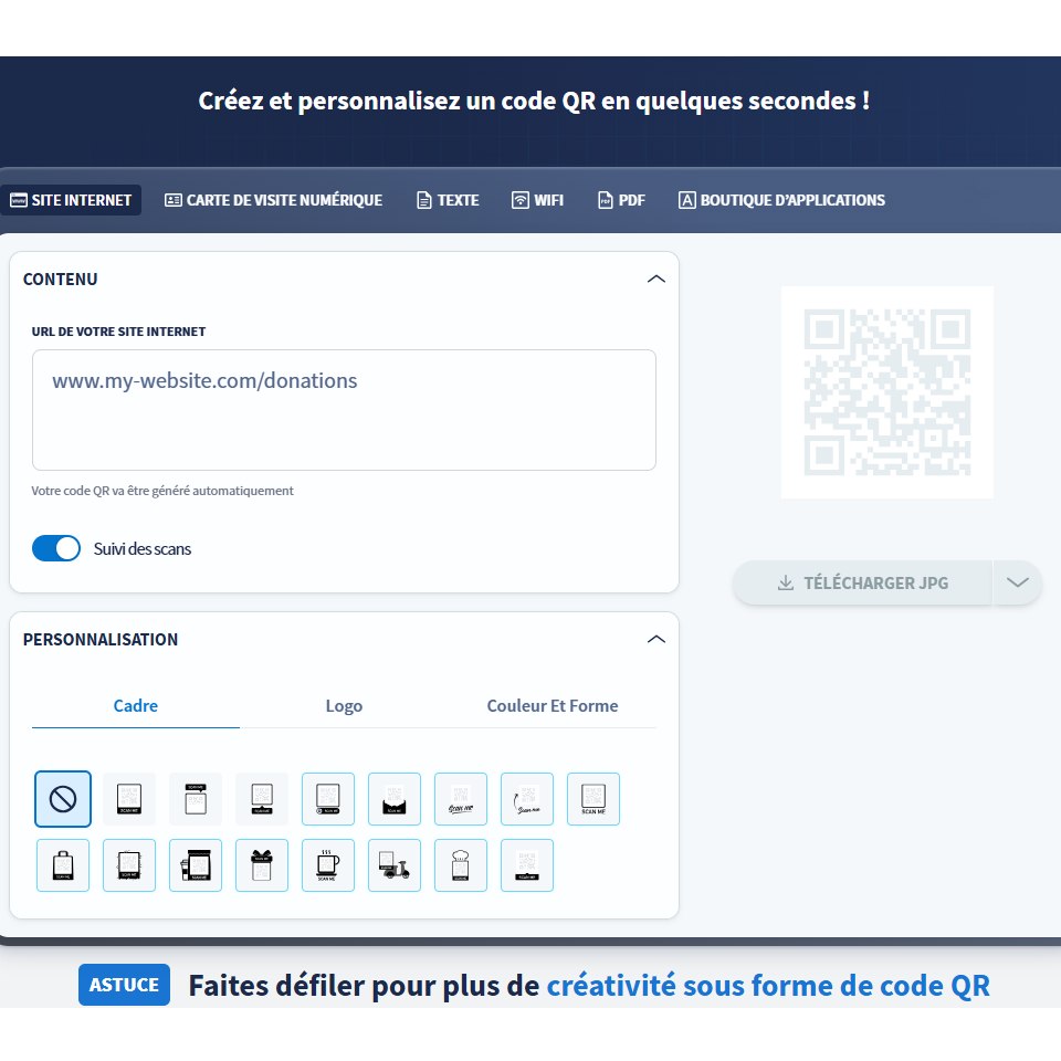 Aperçu interface QR Code Generator
