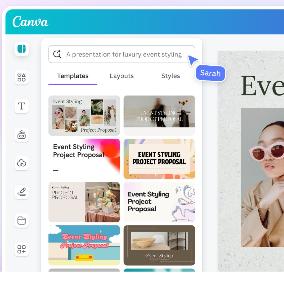 Aperçu interface canva