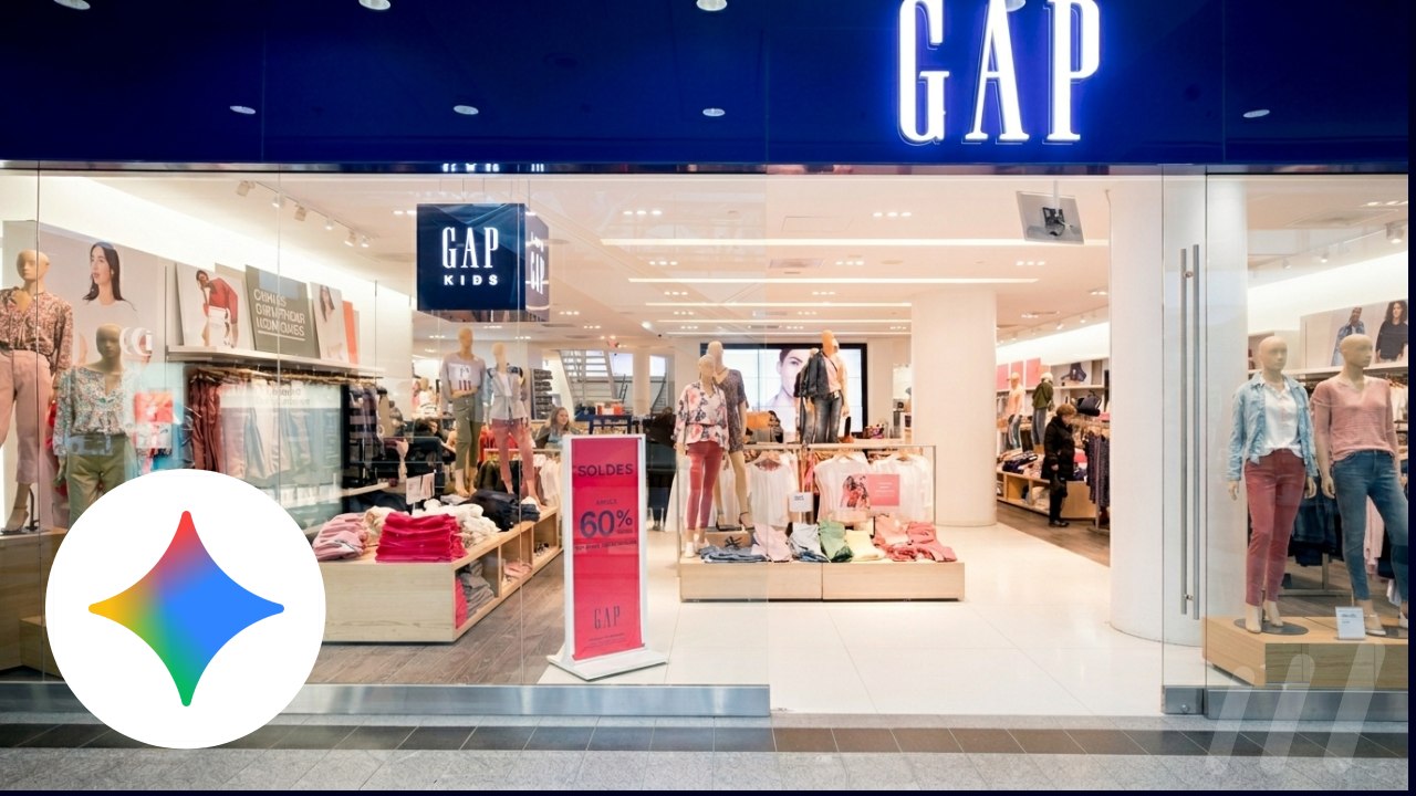 Une boutique Gap avec le logo de Gemini