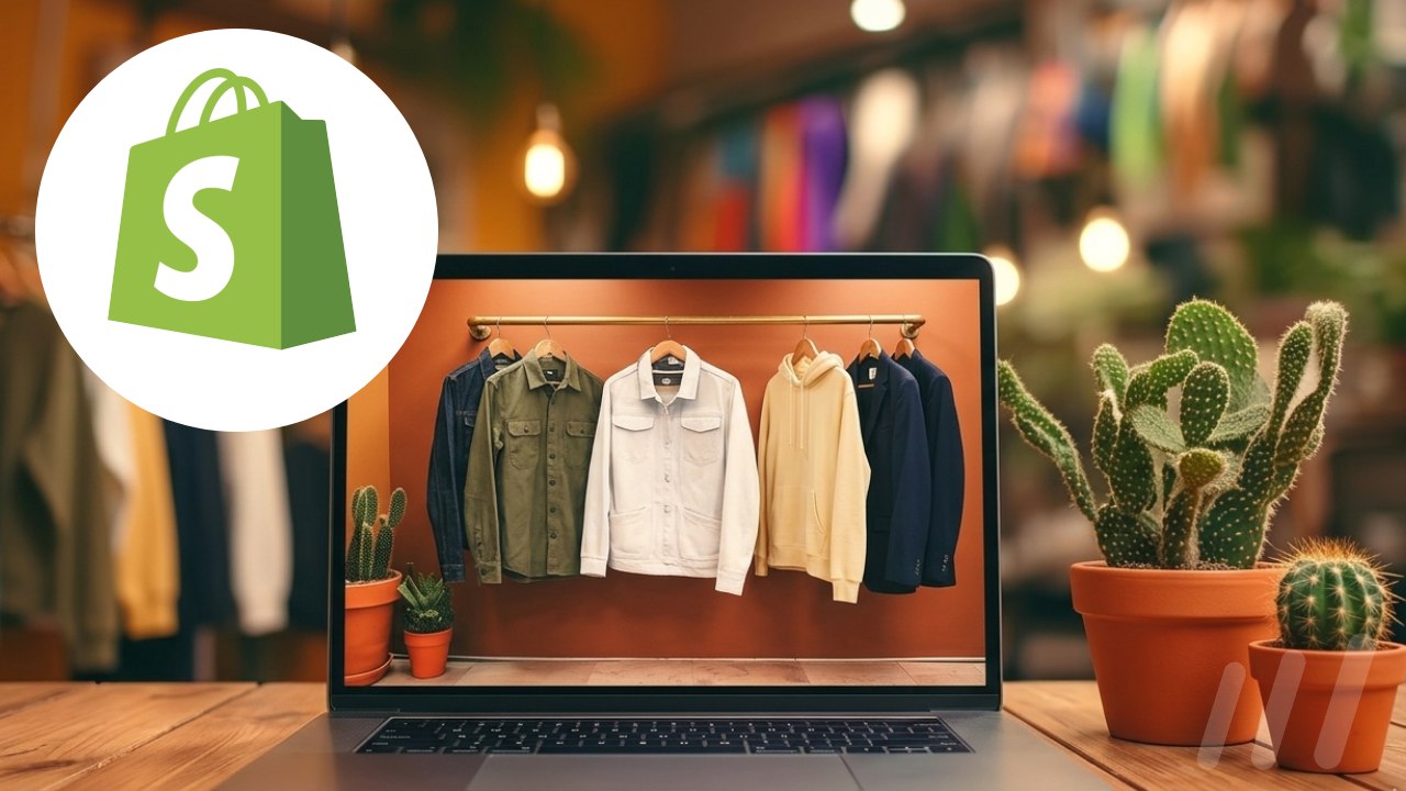 Image d'une vente en ligne de vêtement avec le logo de shopify