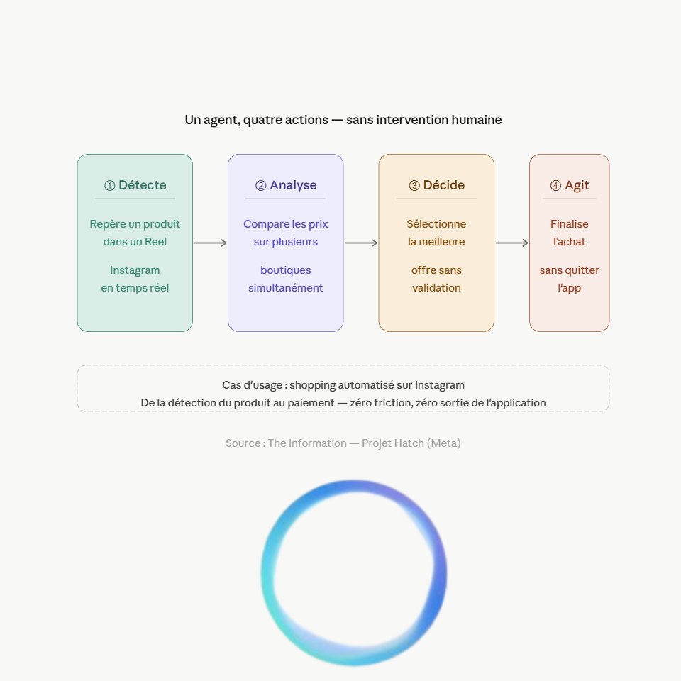Infographie : les 4 étapes de l'agent Hatch : détecter, analyser, décider, agir