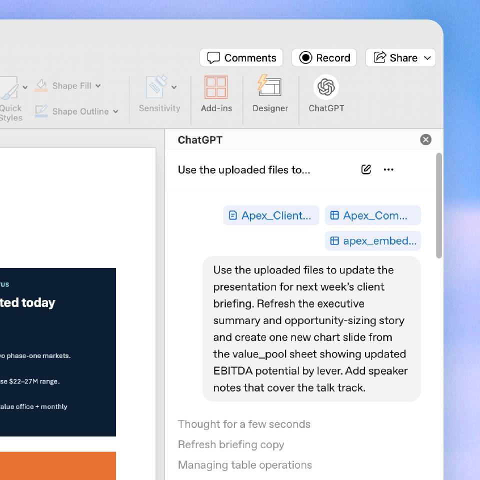 Apercu inteface chatgpt x powerpoint