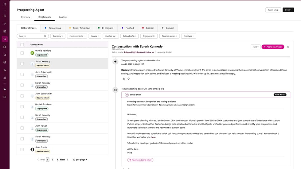 Agent Prospection Breeze HubSpot