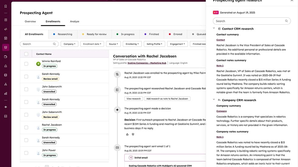 Prospection IA Breeze HubSpot