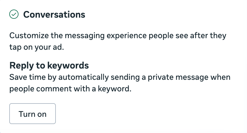 Aperçu "reply to keywords" - Instagram