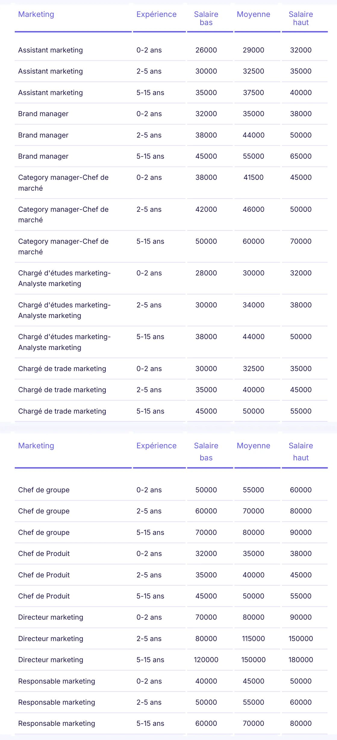 salaires 2027 michael page marketing