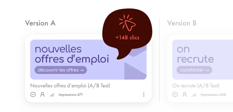 Test A/B de deux bannières de signature mail Letsignit avec le nombre d'impressions de chaque version