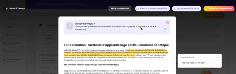 Mode commentaire de Paper.club : relecture d'un article sponsorisé avec passages surlignés et commentaire de correction