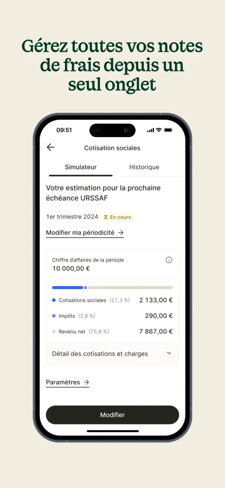 Simulateur de cotisations sociales de Shine : estimation de la prochaine échéance URSSAF à partir du chiffre d'affaires
