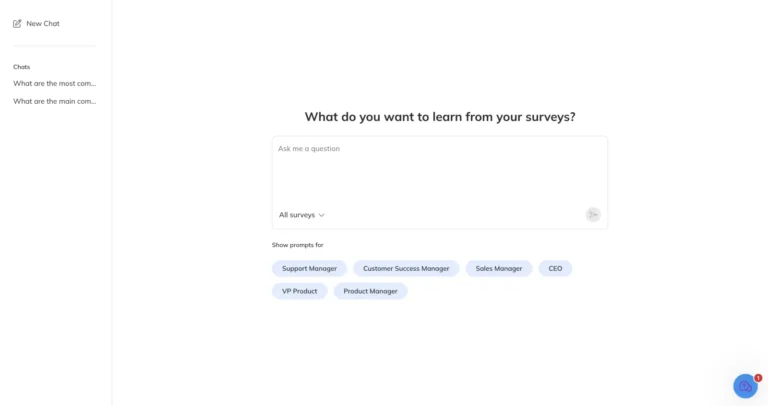 Écran AI Insights de WiseStamp pour interroger les réponses aux sondages, avec suggestions par métier